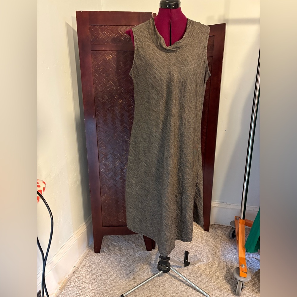 100% Linen bias cut comfy dress natural brown SOST brand large medieval cosplay